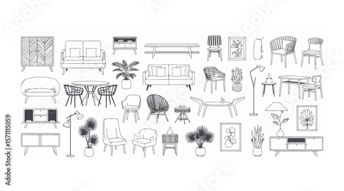 Living room interior. Vector flat  cartoon illustration