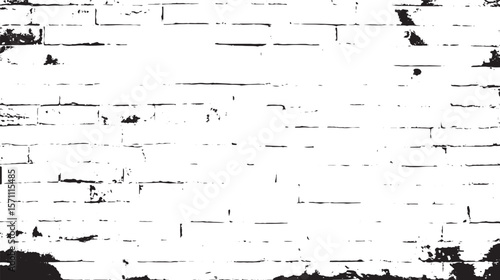 Abstract monochrome image of a brick wall with distressed and weathered texture and visible mortar lines