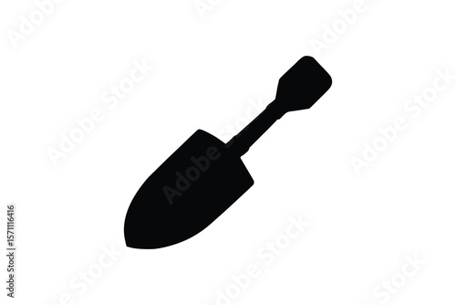 Small Garden Trowel Silhouette on White Background