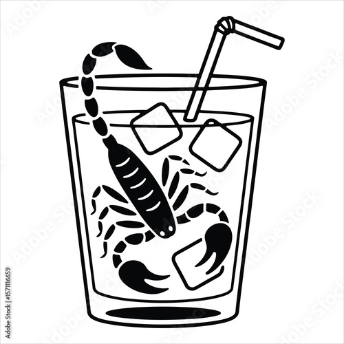 Scorpion in Cocktail Glass Illustration