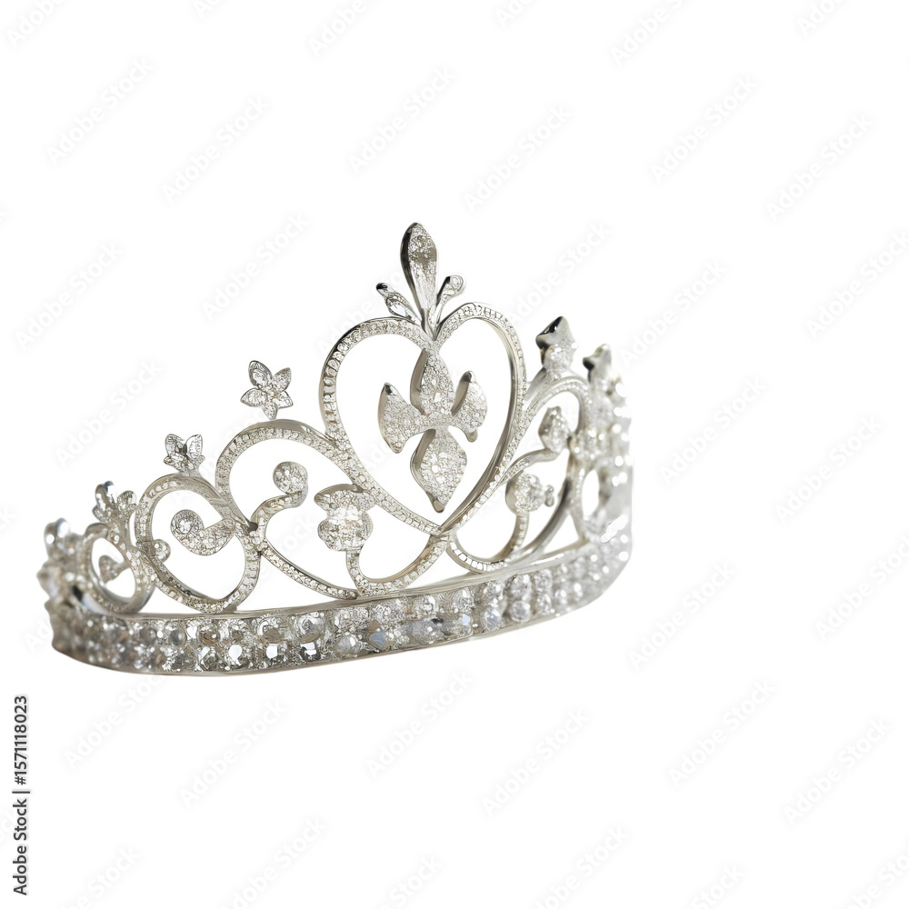 Obraz premium Silver Tiara Elegant Crown Design with Crystal Accents on transparent background