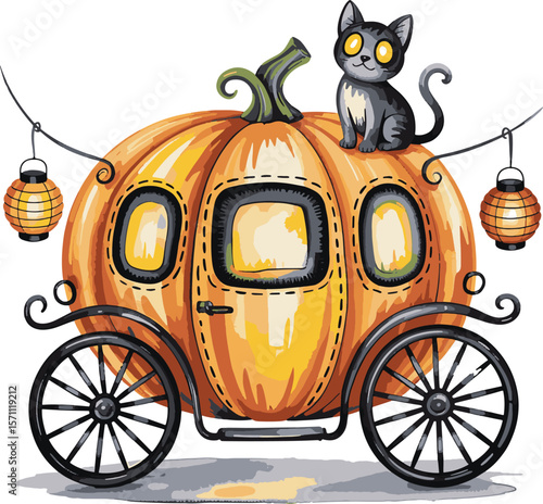 three wheeled tricycle for Halloween art design illustration premium quality