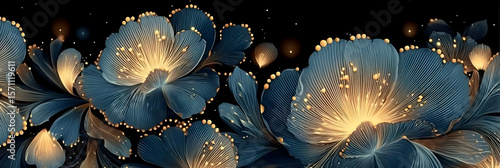 A stunning close-up of glowing blue flowers against a dark background, capturing nature's beauty and elegance.