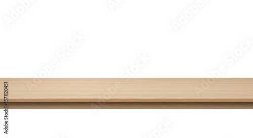 Simple wooden shelf or table surface, product display isolated on transparent background