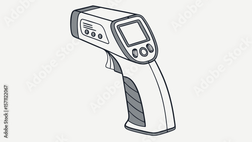 Vector Mockup of Infrared Thermometer Gun on White Background