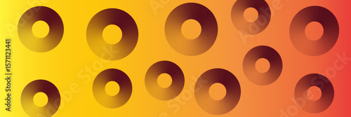 Abstract orange yellow gradient circle background. Modern simple overlapping geometric pattern creative design. Minimal red curve shape texture element. Suitable for cover, poster, website.