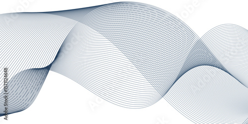 Dynamic minimal smoke blue sound line. Abstract glowing white blend line smooth flow soundwave curve energy gradient vector futuristic digital outline line science design.	
