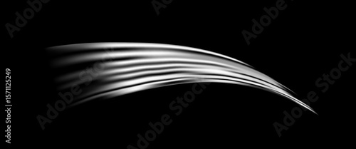 Grey wind lines element. Air stream flow wavy motion trace. Light curve speed effect