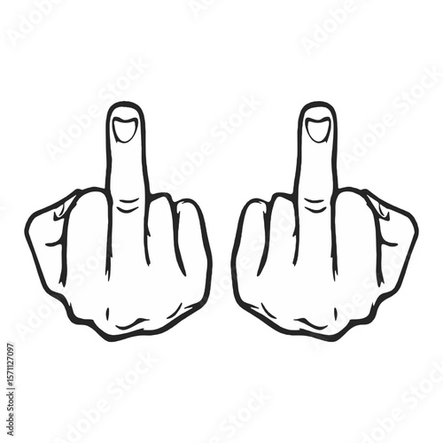 hand gestures set middle finger vector 
