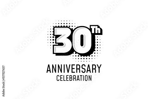 30 Anniversary Logotype Design in black and white color