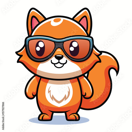 Cute fox wearing sunglasses