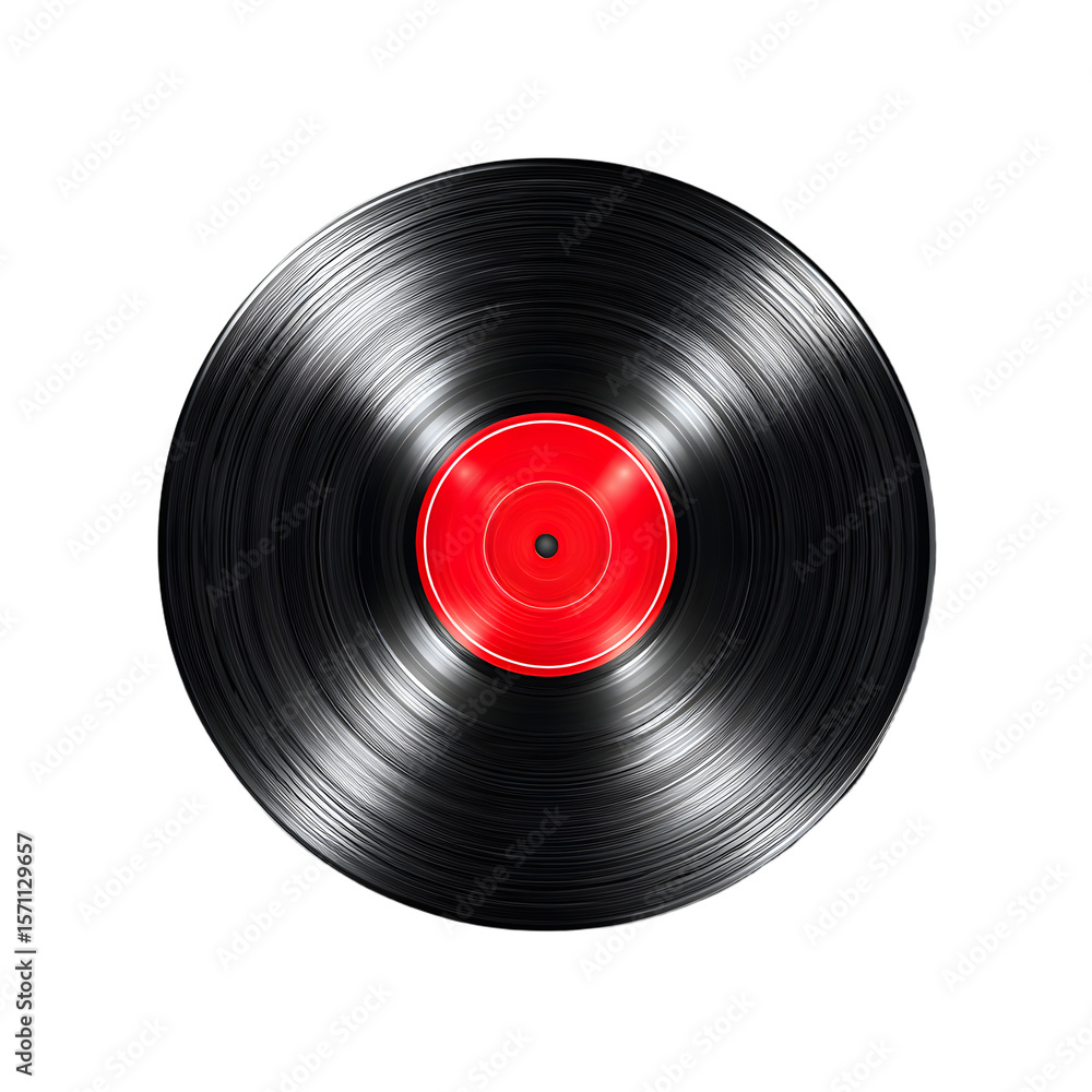 Fototapeta premium Black Vinyl Record on Transparent Background