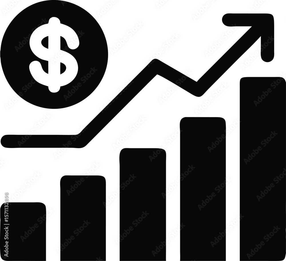 Dollar sign and financial growth icon Dollar sign and financial growth icon