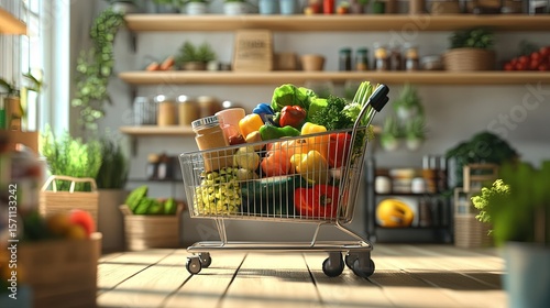 online Grocery shopping and home delivery.ILLUSTRATION