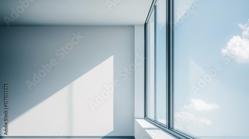 Modern and minimal house window for interior decoration isolated on background, open office glass window frame.