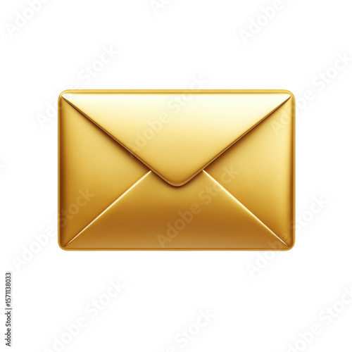 Golden Envelope Message Letter Mail Luxury Award Appreciation Celebration on transparent background