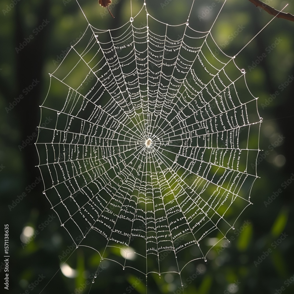 Fototapeta premium spider web with dew drops