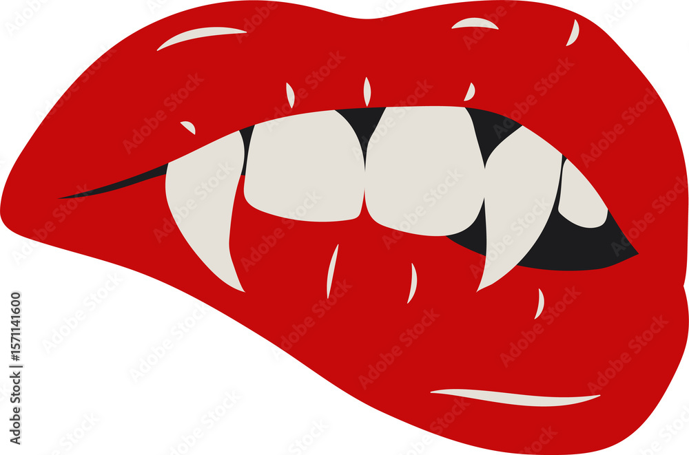 Sensual Gothic Art Featuring Vampire Lips and Piercing Fangs Sensual Gothic Art Featuring Vampire Lips and Piercing Fangs