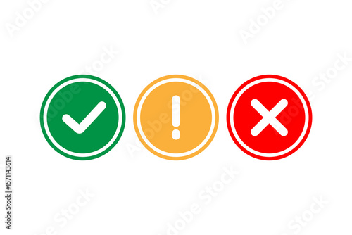 Cross and checkmark icon symbols for correct incorrect approval rejection validation and decision making vector illustration