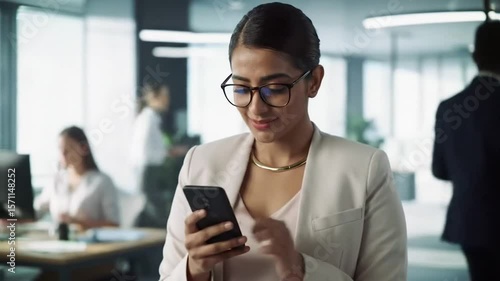 businesswoman talking on phone in the office