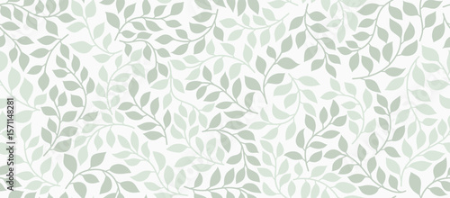 Abstract silhouettes of identical leaves seamless pattern.