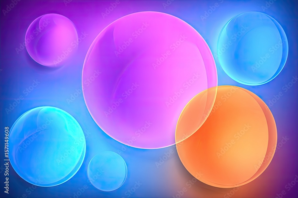 Obraz premium Abstract background with translucent, glowing spheres in vibrant colors