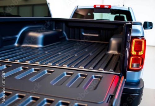 Durable black running board installed on new pickup truck bed, climb, aluminum