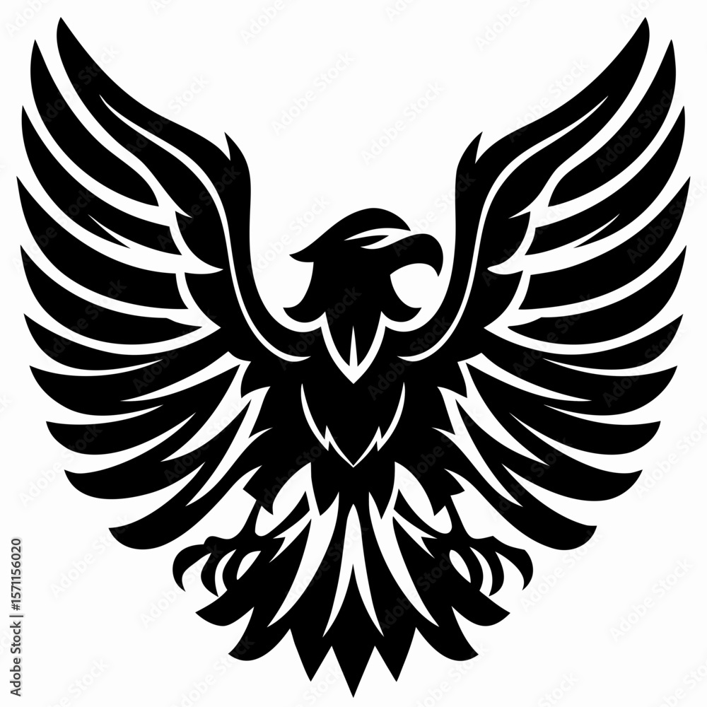 Fototapeta premium Fierce Eagle Wings Spread Illustration