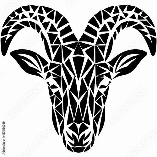Geometric Goat Head Low-Poly Animal Art