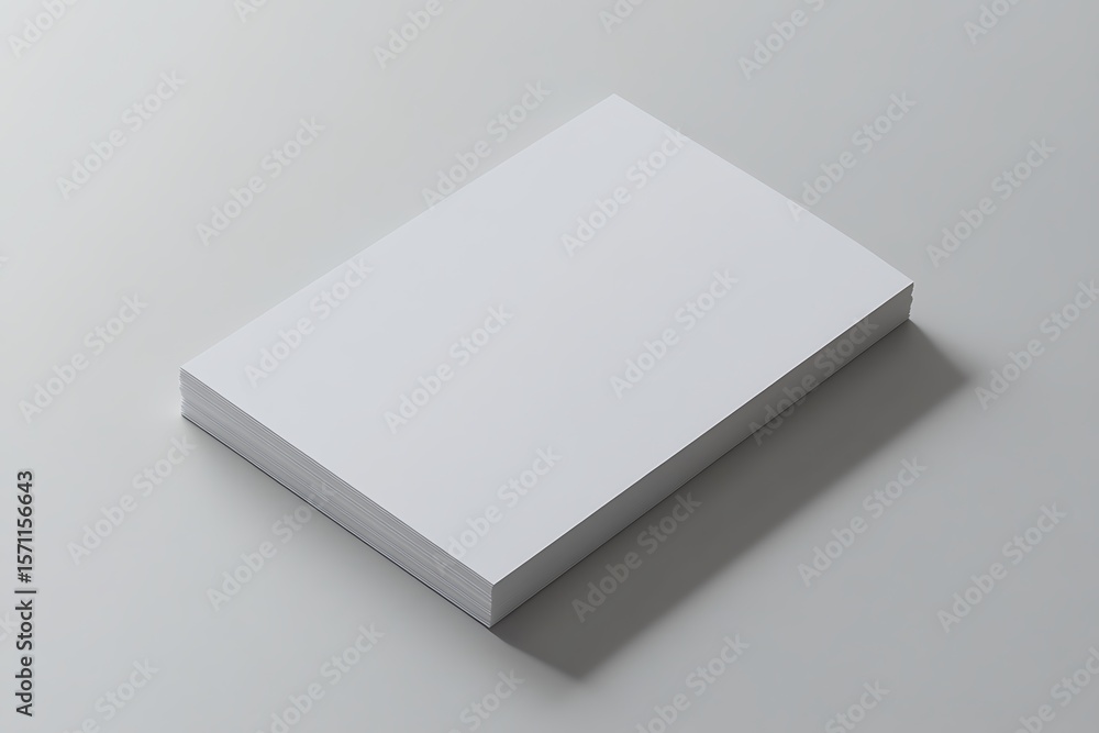 Stack of White Sheets of Paper Isolated on Light Background Stationary Stack of White Sheets of Paper Isolated on Light Background Stationary
