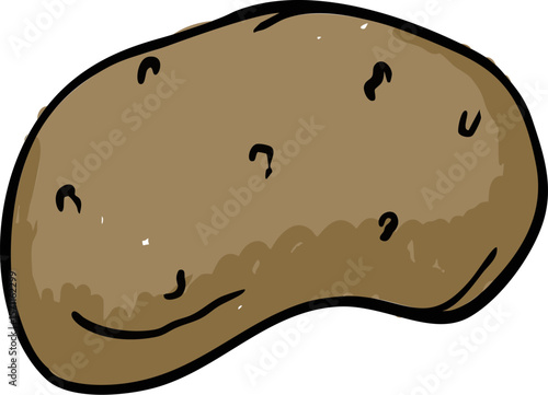 Rustic Potato Illustration with Natural Shape and Spots Vector Illustration.