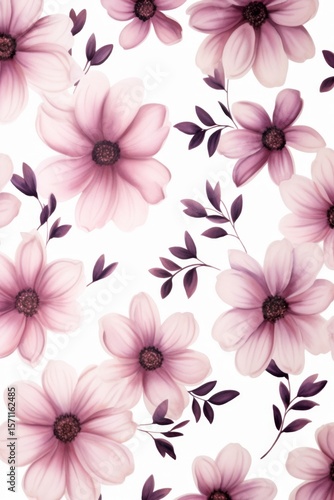Pattern flowers on white background