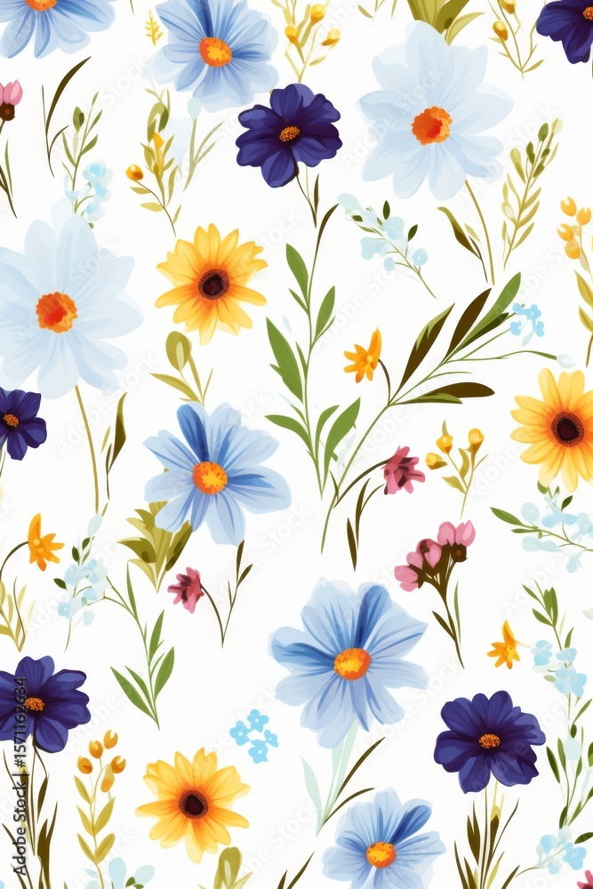 Pattern flowers on white background Pattern flowers on white background