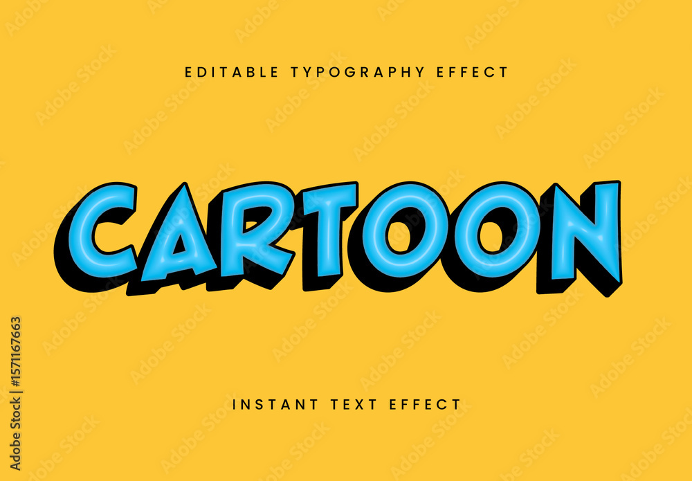 Blue And Black Cartoon 3D Font Bold Playful Comic Text Effect Stock ...