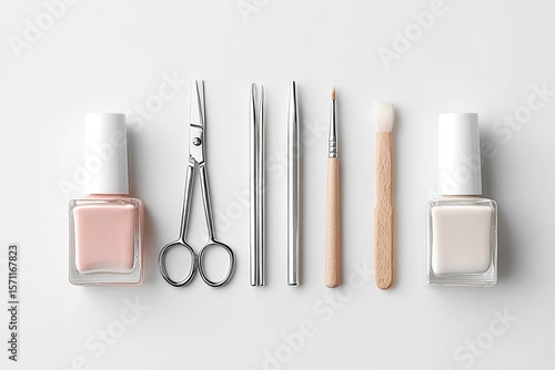 Nail care tools arranged neatly, showcasing minimalist aesthetic