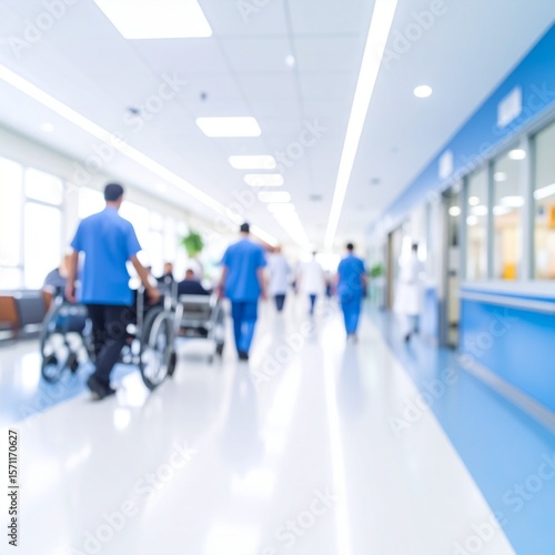 Wallpaper Mural Blurred interior of hospital or clinical with people - abstract medical background. Torontodigital.ca