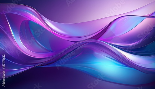purple blue gradient background with flowing curves and abstract glass shapes