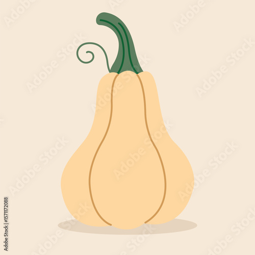 Ripe autumn pumpkin. Hand-drawn. Vector illustration in flat style