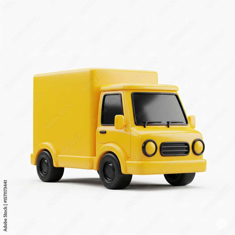 A yellow delivery truck isolated on white background A yellow delivery truck isolated on white background