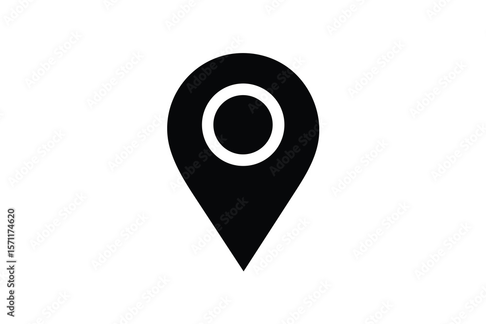 Modern minimalist black location pin icon graphic; simple, clean design; isolated on white background; perfect for maps, navigation apps, and website design projects; professional, corporate style; co Modern minimalist black location pin icon graphic; simple, clean design; isolated on white background; perfect for maps, navigation apps, and website design projects; professional, corporate style; co