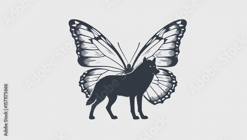  Wolf with Detailed Butterfly Wings