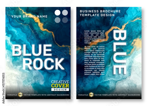 Blue rock vector illustration Brochure template, Poster, Modern flyer Covers,  background, Magazines, design, book, modern, annual, corporate, creative, business, banner, luxury textile art business
