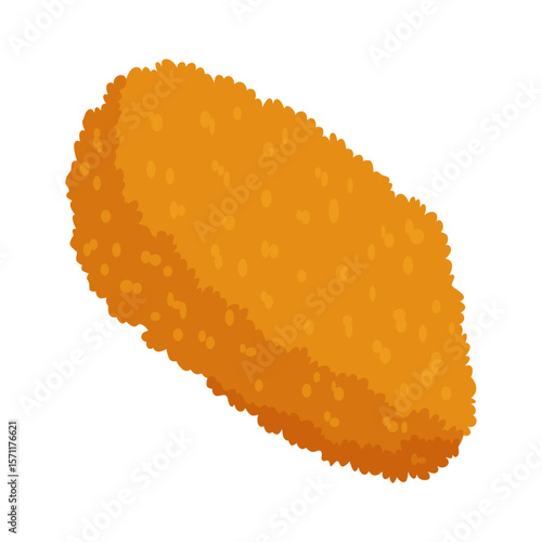 Fried chicken in roll. Crispy fried chicken piece isolated on white background. Beautiful delicious in cartoon style. Fresh fast food fry meat