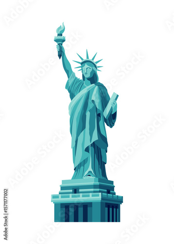The Statue of Liberty flat cartoon isolated on white background. Vector illustration