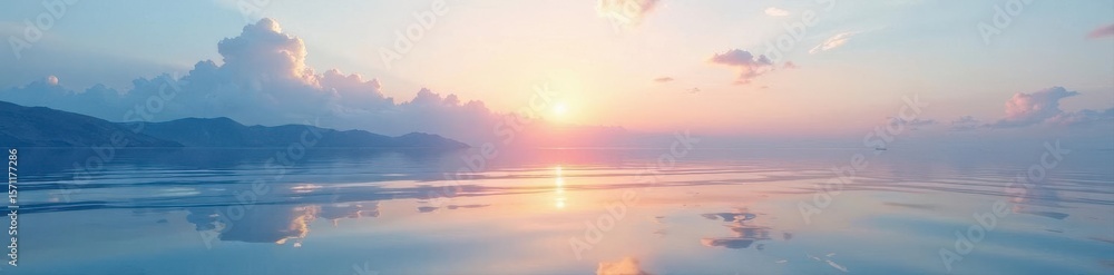 Obraz premium Calm water reflects serene sky, gentle ripples , beautiful, tranquil
