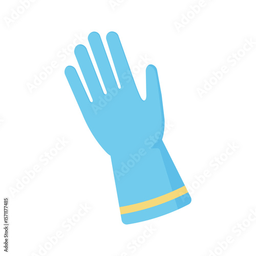Vector illustration of a single rubber plumbing glove isolated on white background, durable protective handwear for plumbing repair, maintenance, construction work, handyman safety, labor day 