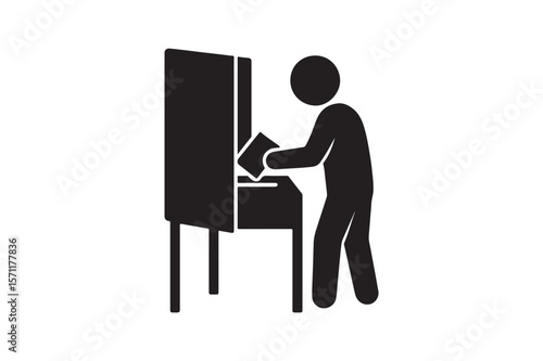 Voting booth silhouette vector art illustration on white background