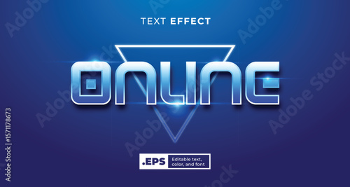 3D text effect with gradient blue yellow silver and gold text and blue background. Editable text style effect with glow light theme. Modern futuristic text for headline title presentation.