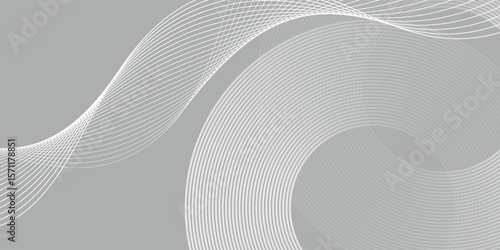 White geometric abstract background overlap layer on bright space with lines effect decoration. Modern graphic design element circles style concept for banner, modern vector wallpaper