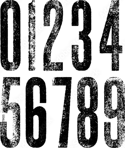 Large vector letterpress numbers with a transparent background